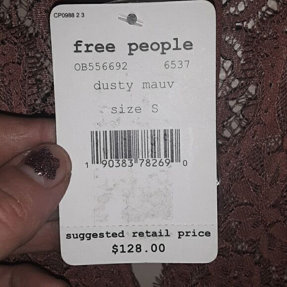 🤩HOST PICK! 🤩 NWT FREE PEOPLE DUSTY MAUVE TELLTALE LACE DRESS SMALL 💥💥💥💥💥 - Picture 10 of 14
